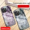 Vintage Butterfly For IPhone 16 Pro Max 15 Pro 14 13 12 Mini 11 XS Max XR 7 8 Plu SE 2022 Elliptical Glass Phone Case
