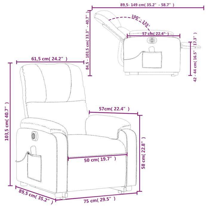 VidaXL Fauteuil inclinable de massage électrique crème 3204954