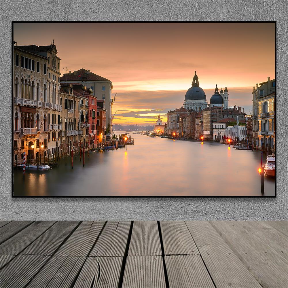 Famous Venice Italy Canvas Painting Wall Art Sunset Natural Scenery Pictures Posters and Prints Wall Art Living Room Decoration