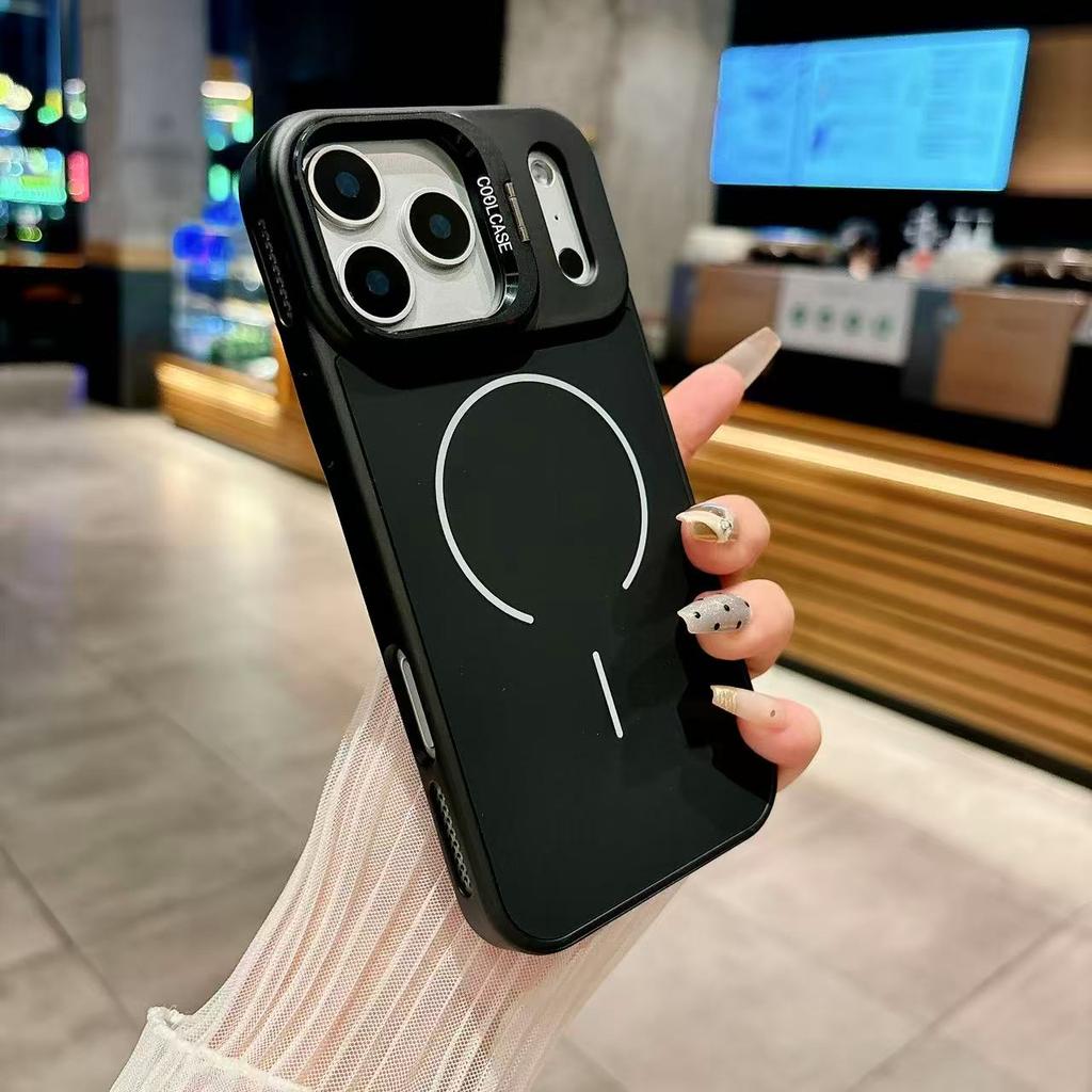 Luxury silicone heat dissipation shockproof cover for iPhone 17 Air 17 16 15 14 13 12 Pro Max lens holder magnetic Phone case