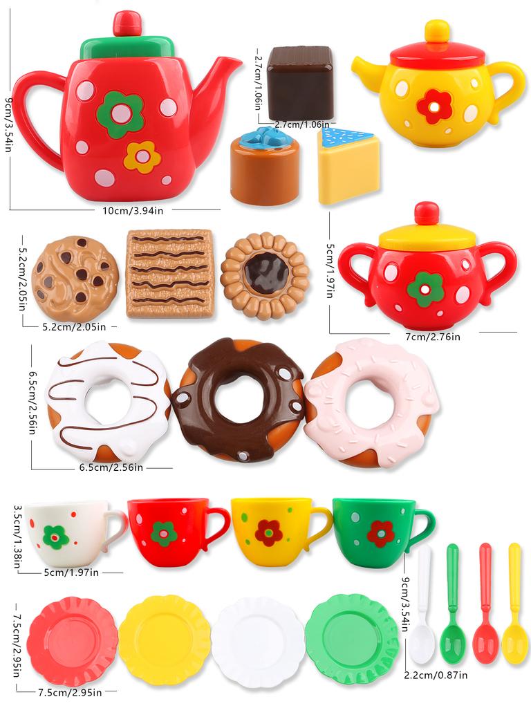 Afternoon Tea Set for Girls Cake Dessert Playhouse Kitchen Toys Kids Holiday Christmas New Year Gifts
