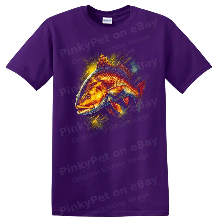 Fish Graphic Art T Shirt Colorful Bass Aquatic Design Fishing Lover Tee