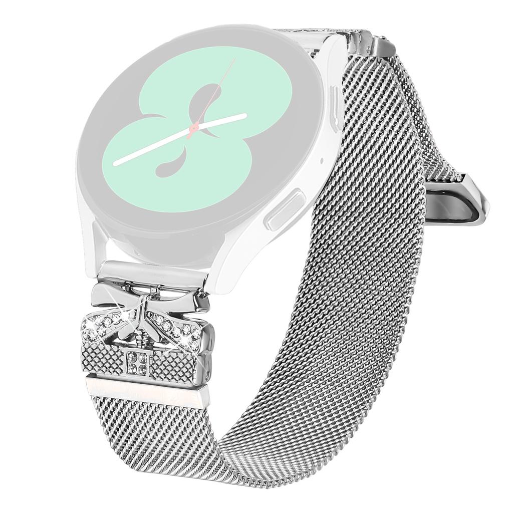 Watch Strap for Garmin Forerunner 55/Venu Butterfly Decor Milanese Metal Band,Silver