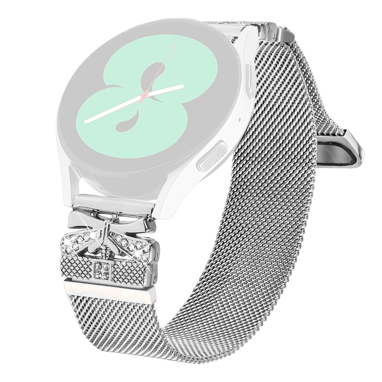 

Watch Strap for Garmin Vivomove Trend/Venu Sq 2 Butterfly Decor Milanese Metal Band,Silver A