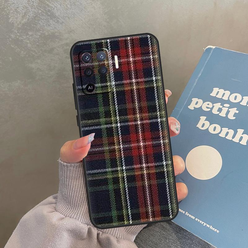 Scottish Plaid Warm Plaid Case For Oppo A80 A40 A60 A98 A78 A18 A38 A58 A16 A76 A96 A17 A77 A74 A94 A54 A57S A15 Cover