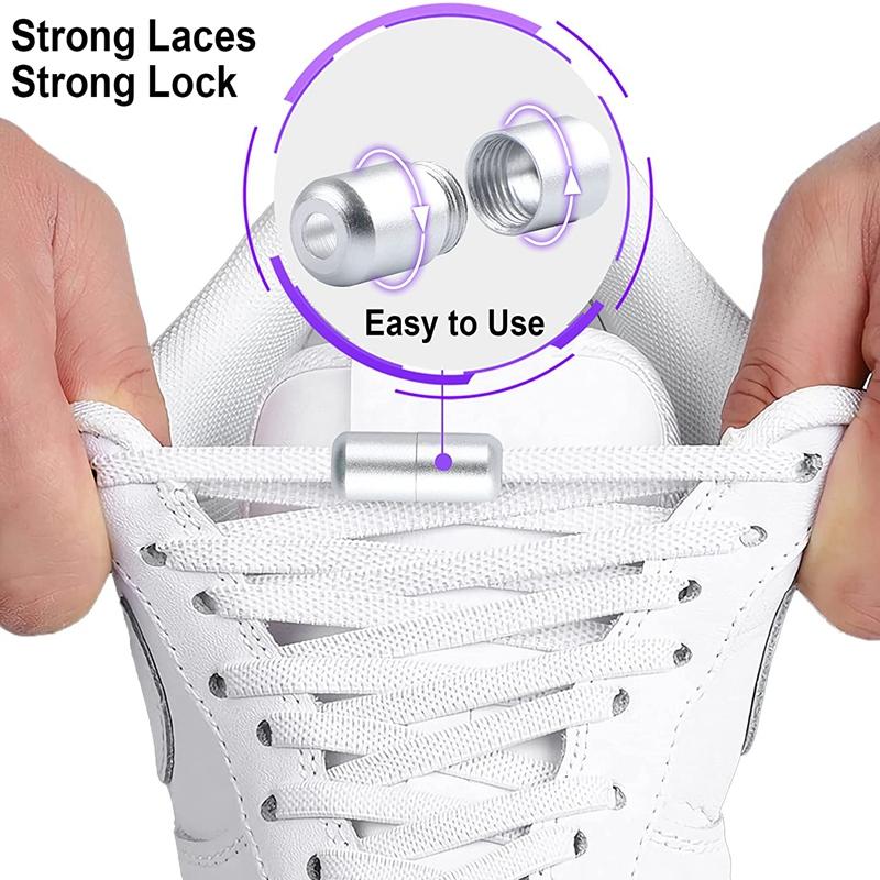 New Flat Elastic Shoelaces Round Capsule Metal Lock Man and Woman Universal No Tie Shoelaces Suitable for All Shoes Lazy Laces