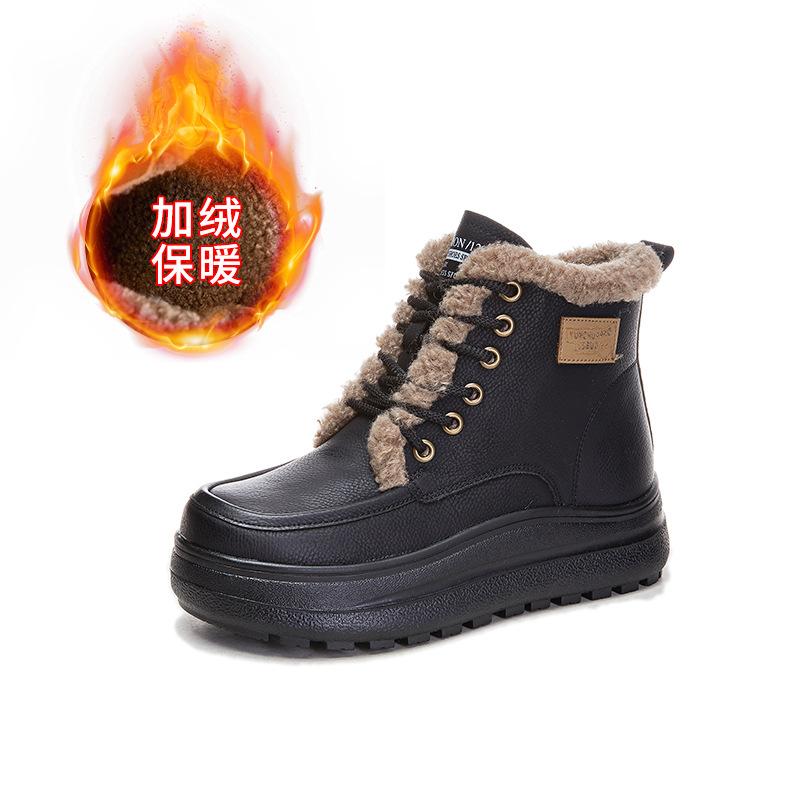 New platform snow boots women's 2025 winter women's velvet warm short boots women's retro famous style versatile women's boots