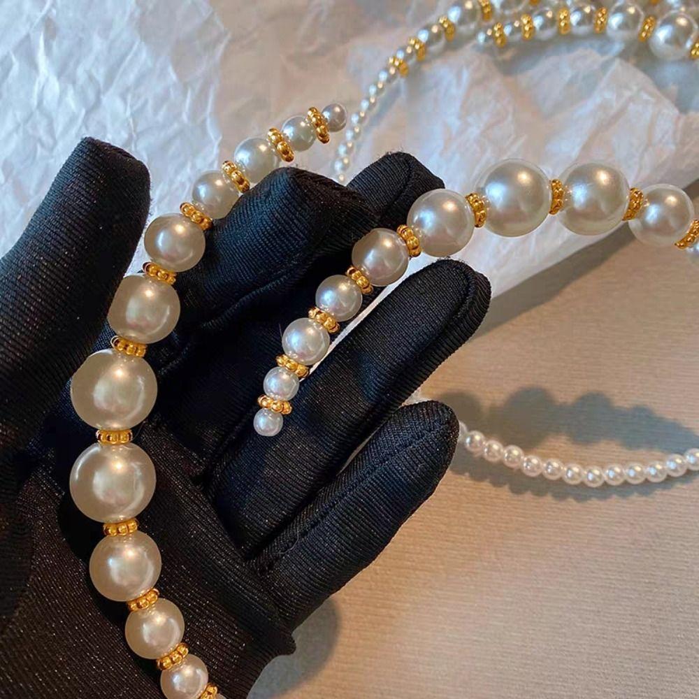 Open Pearl Beaded Necklace Asymmetric Women Neck Jewelry Fashion Pearl Choker Necklace  Ladies