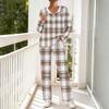 Women's V-Neck Printed Long Sleeve Hoodie Loungewear Set with Pockets - Loose Fit 2 Piece Casual Sleepwear Pajama Set for Home