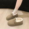 Support customized thick-soled cotton shoes, non-slip soft-soled fashionable warm shoes, piled and thickened Birkenstock bread shoes, shallow mouth