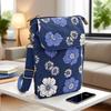 Japanese Floral Canvas Phone Crossbody Bag Women Multi Pocket Shoulder Bag Travel Passport Wallet Cell Phone Purse with Adjustable Strap
