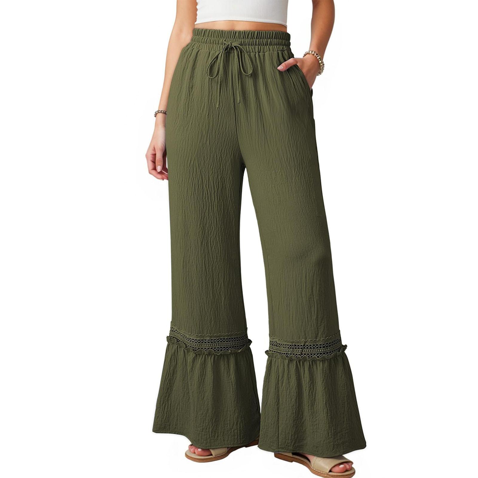 

Women s Loose And Casual High-waisted Straight-leg Pants XL зелений