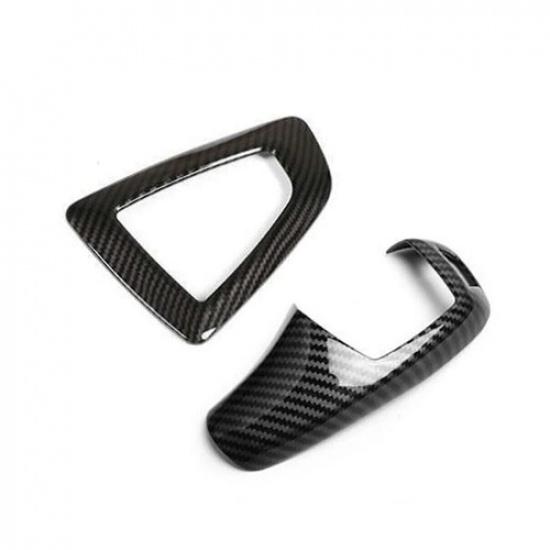 2x For BMW F30 F32 X3 X4 Gear Shift Knob Panel Carbon Fiber Style Cover Kit US