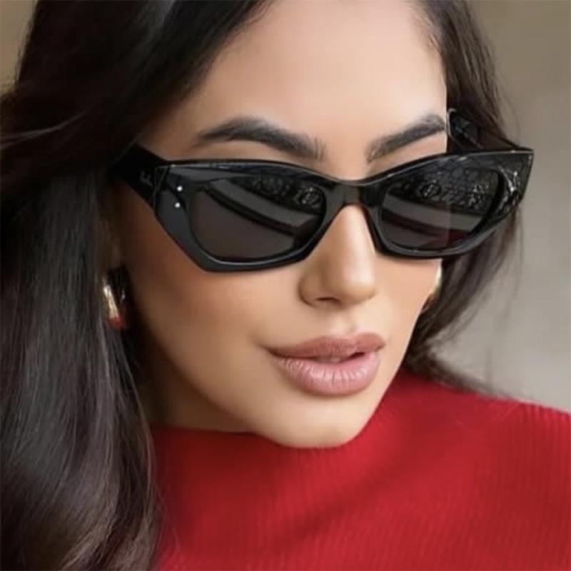  New Cat Eye Women Sunglasses Rice Nail Fashion Jelly White Color Shades UV400 Men Trending Gradient Sun Glasses