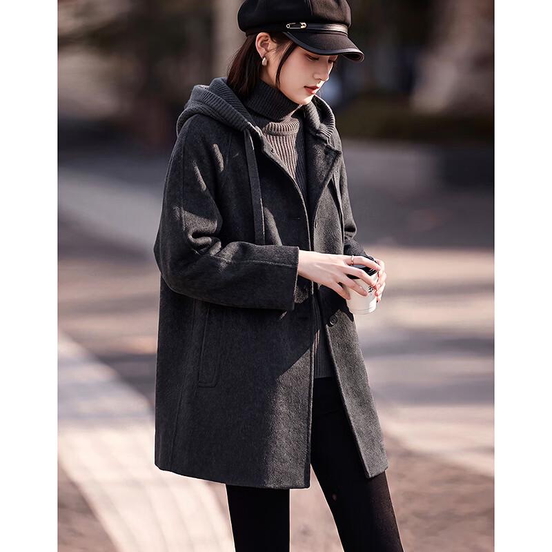 Si Shui Nian Hua Winter Wool-Blend Hooded Coat
