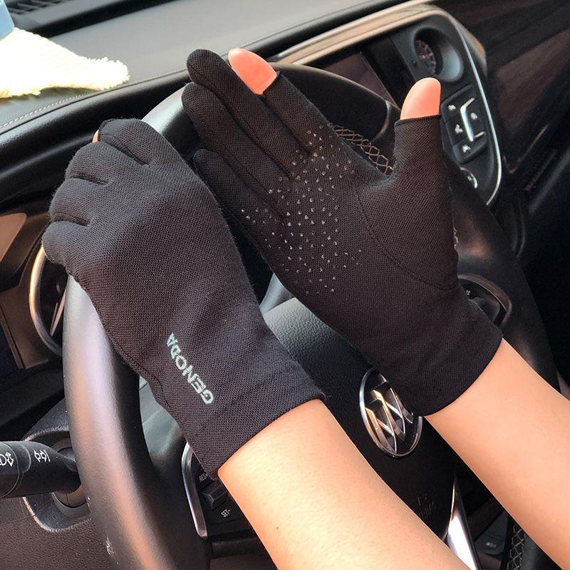 

и Женские Осенне-Зимние Летние Однотонные Перчатки Без Пальцев для Защиты от Солнца и Сохранения Тепла для Вождения с Ладонными Частицами Хлопковые Потопоглощающие Флисовая Подкладка Women s Summer-Black One size