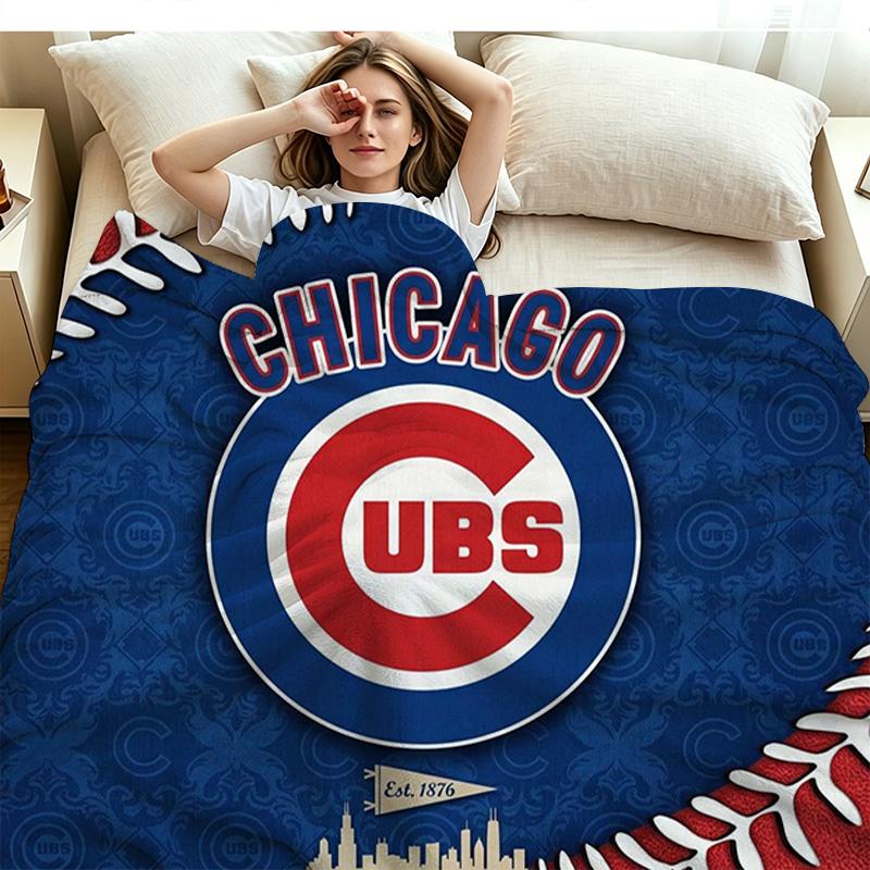 Chicago Cubs Print Flannel Blanket High Quality Warm Comfortable Cover for All Seasons Perfect for Gifts Home Decor