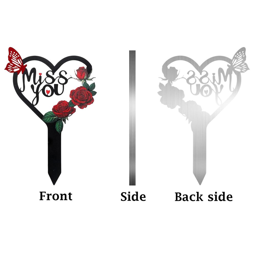 Memorial Marker for Cemetery Heart Plaque Garden Stake Mom Decoration Stake for Outdoor Yard Garden