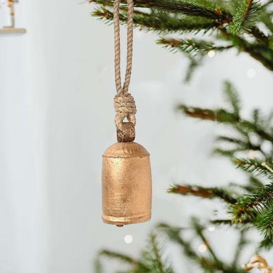 Jüt Asılı Halatlı Metal Vintage Çanlar Düğünler Partiler ve Noel Çelenkleri için Melodili Sese Sahip Dekoratif İnek Çanı Metal Rüzgar Çanları