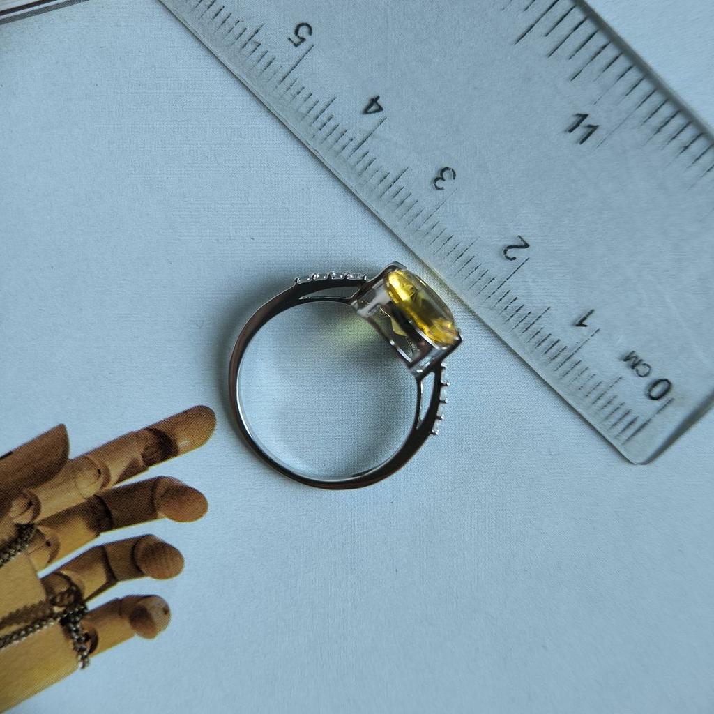 Серебряное кольцо с цитрином nano, вес изделия 2,14 гр (2190134)
