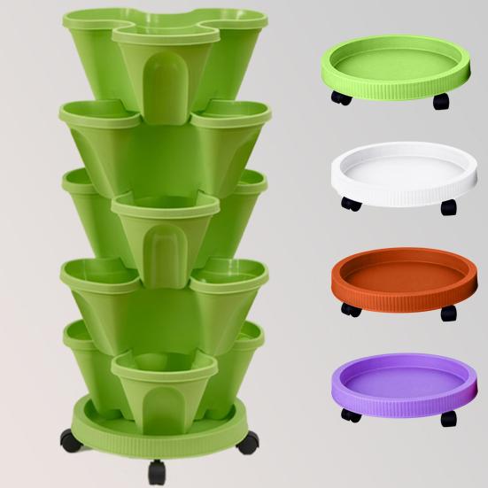 Pot Tray Drainage Hole Space-saving Stackable Strawberry and Herb Garden Pot Tray for Garden