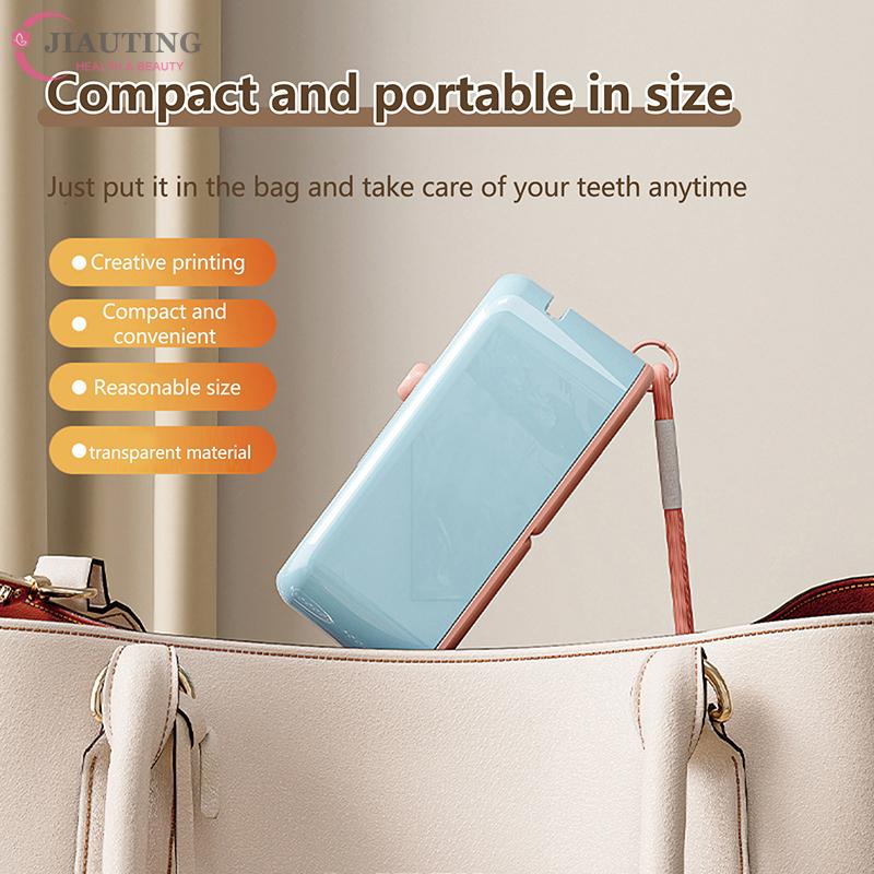 Floss Dispenser Automatic Ejectable Floss Organiser Oral Care Press-on Disposable Flossing Sticks Refillable Storage Box