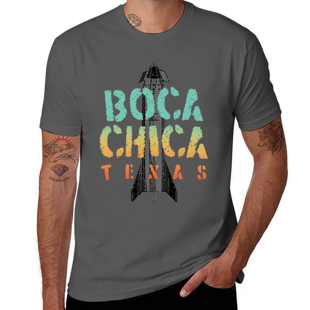 Boca Chica Texas Starship Cool Retro Tshirt Soft Lightweight Cotton Tshirt