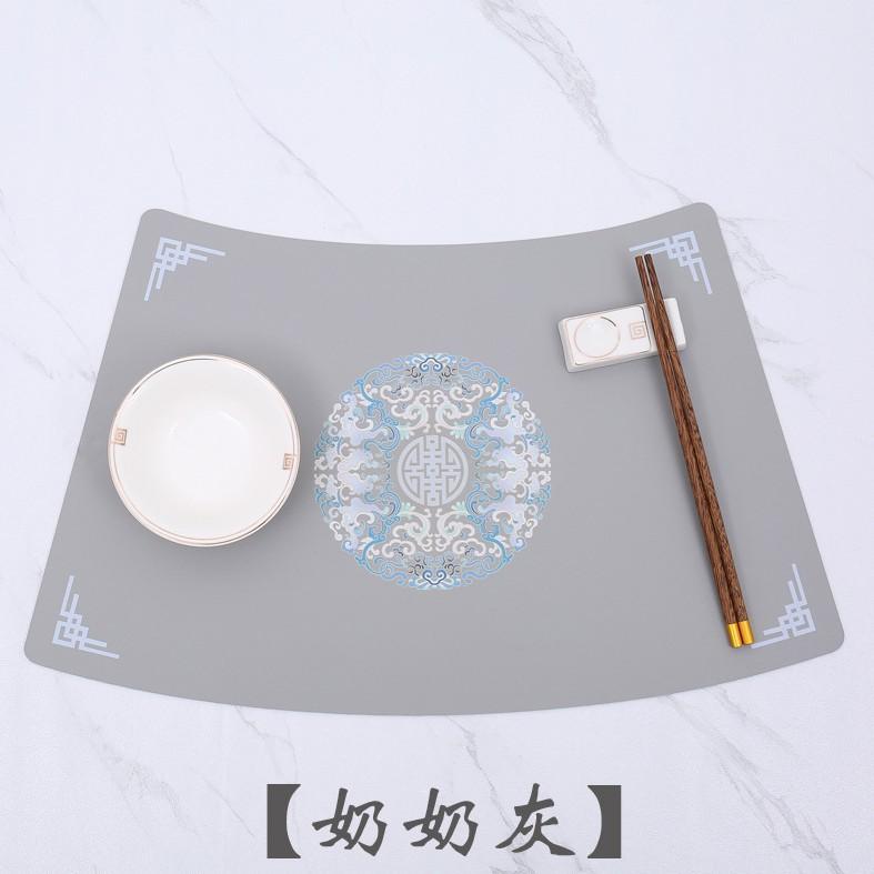 Western food mat PVC leather oil-proof and waterproof fan-shaped dining table mat Chinese tableware mat New Chinese plate