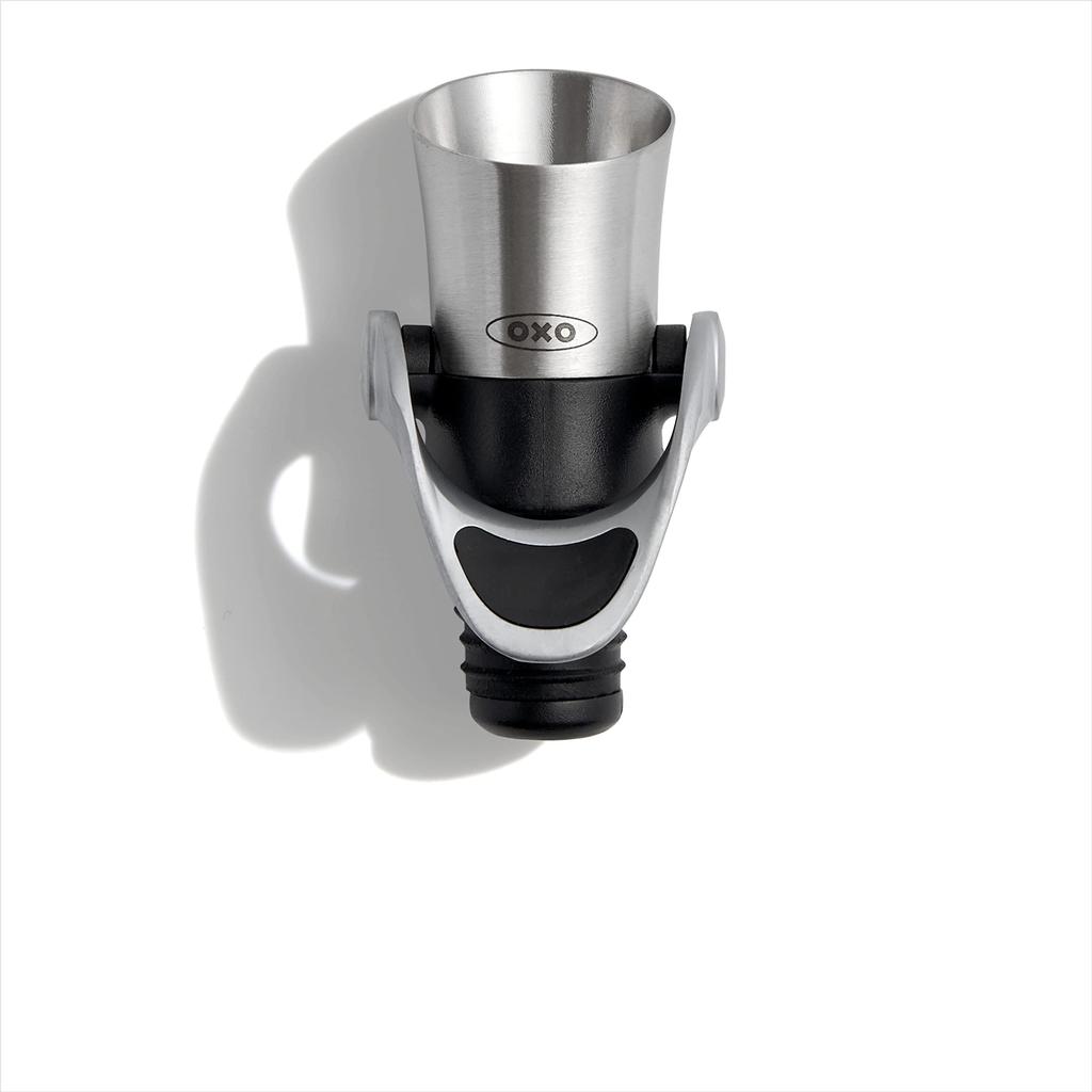 OXO Wine Stopper Pourer Breathing Stainless Dishwasher Safe & 2-in-1 Drip-proof, Oxidation-resistant, Function, Steel,