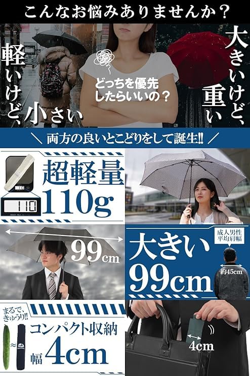 Comfox Regenschirm zum Falten, Marineblau