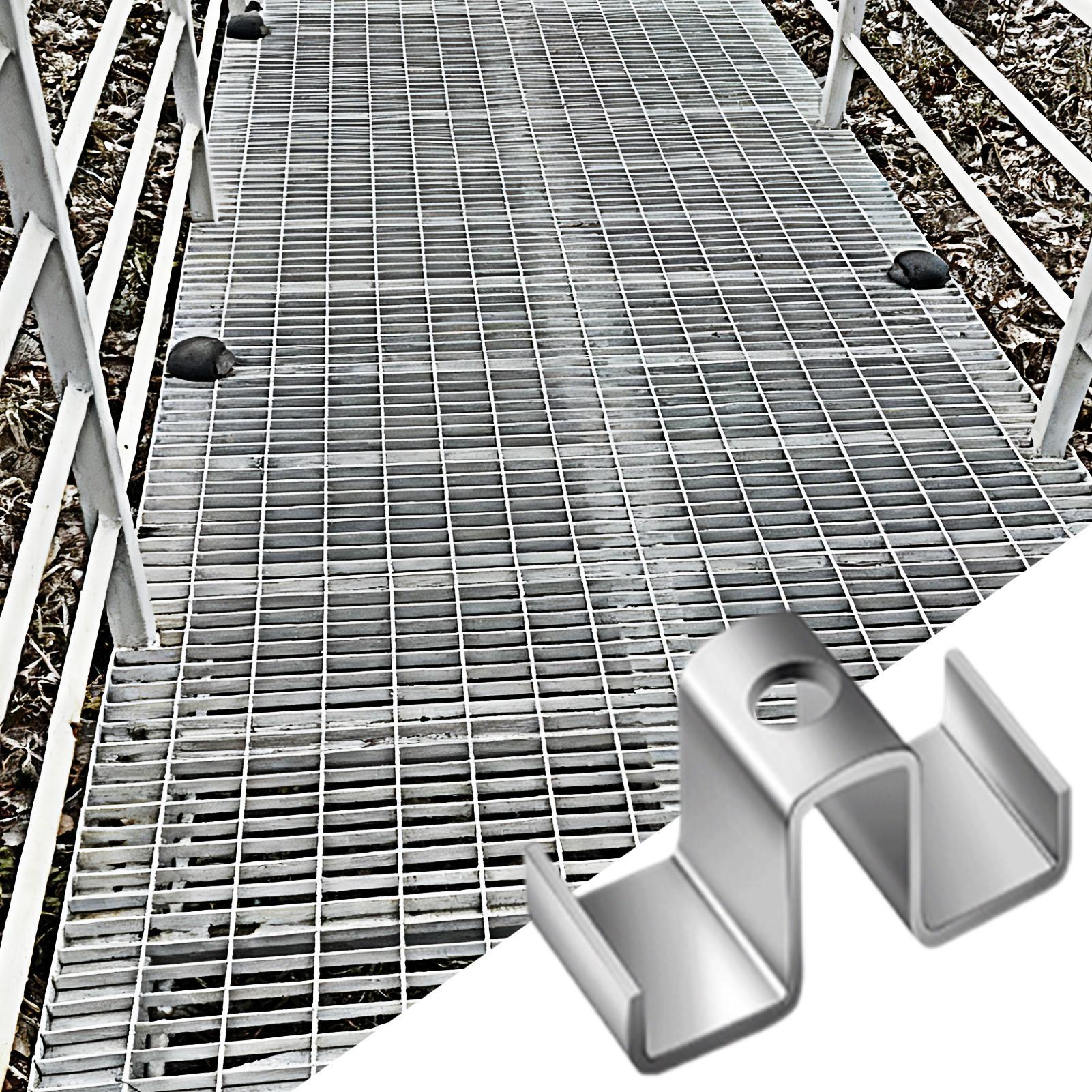 Grating Saddle Clip 25-Piece Heavy Duty Metal Bar Grating Saddle Clamp Weather Proof Fastener For Installation Treads Bridge argento