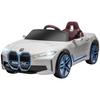 BMW i4 Licensed 12V Kids Electric Ride-On Car, White, Red and Light Blue