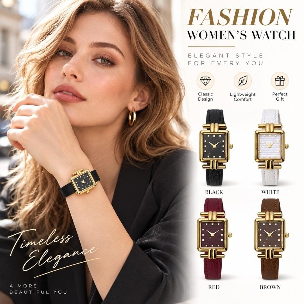 Adjustable Women Bracelet Watch Square Case Ladies Wrist Watch Vintage Quartz Wristwatch