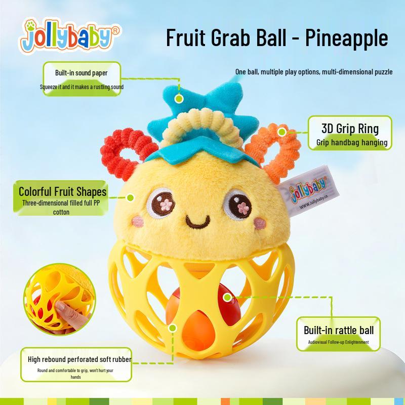 Jollybaby Silicone Animal Fruit Grasping Ball: Baby Tummy Time Tracker & Rattle