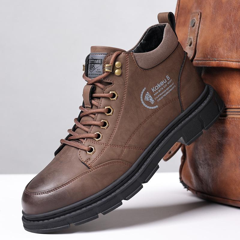 

Fashion Autumn Winter Designer Platform Boots for Men High Top Retro Fashion Casual Ankle Boots Male Solid Color Sports Luxury Shoes Man 38 хаки