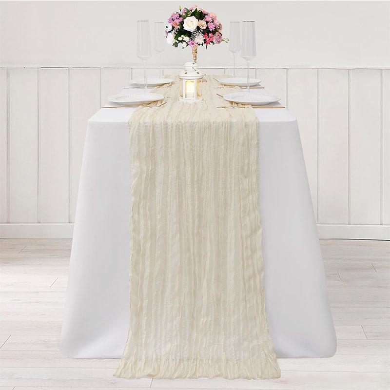 Chemin de table Bali Crinkle Gaze - Décoration Bohème Mariage & Fête