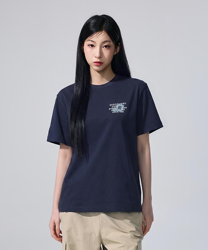 DISCOVERY EXPEDITION Unisex Heavyweight Small Letter Short Sleeve T-Shirt (D/Navy)