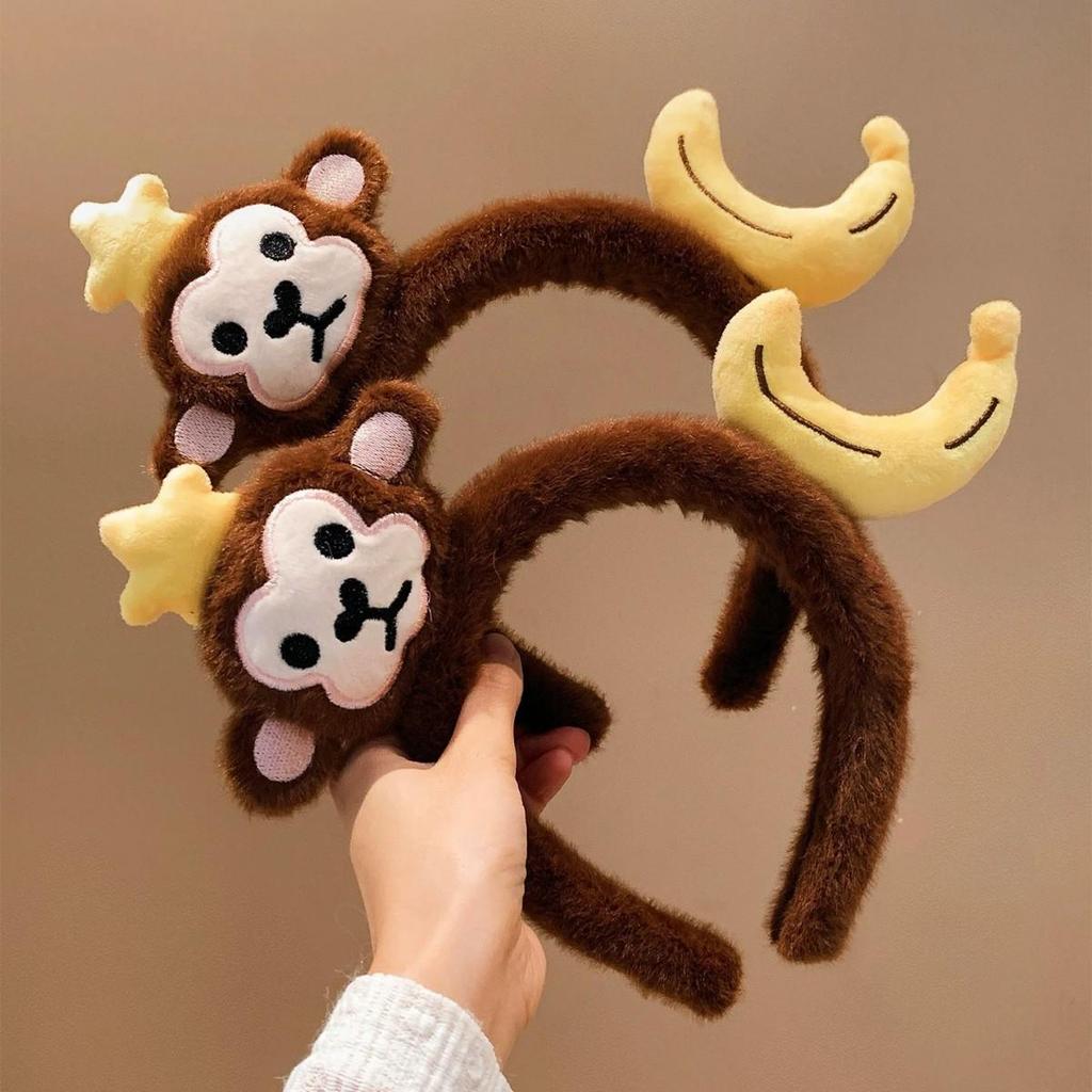Cute Monkey Banana Plush Headband for Women – Versatile Hair Accessory for Face Washing & Daily Wear in Autumn/Winter