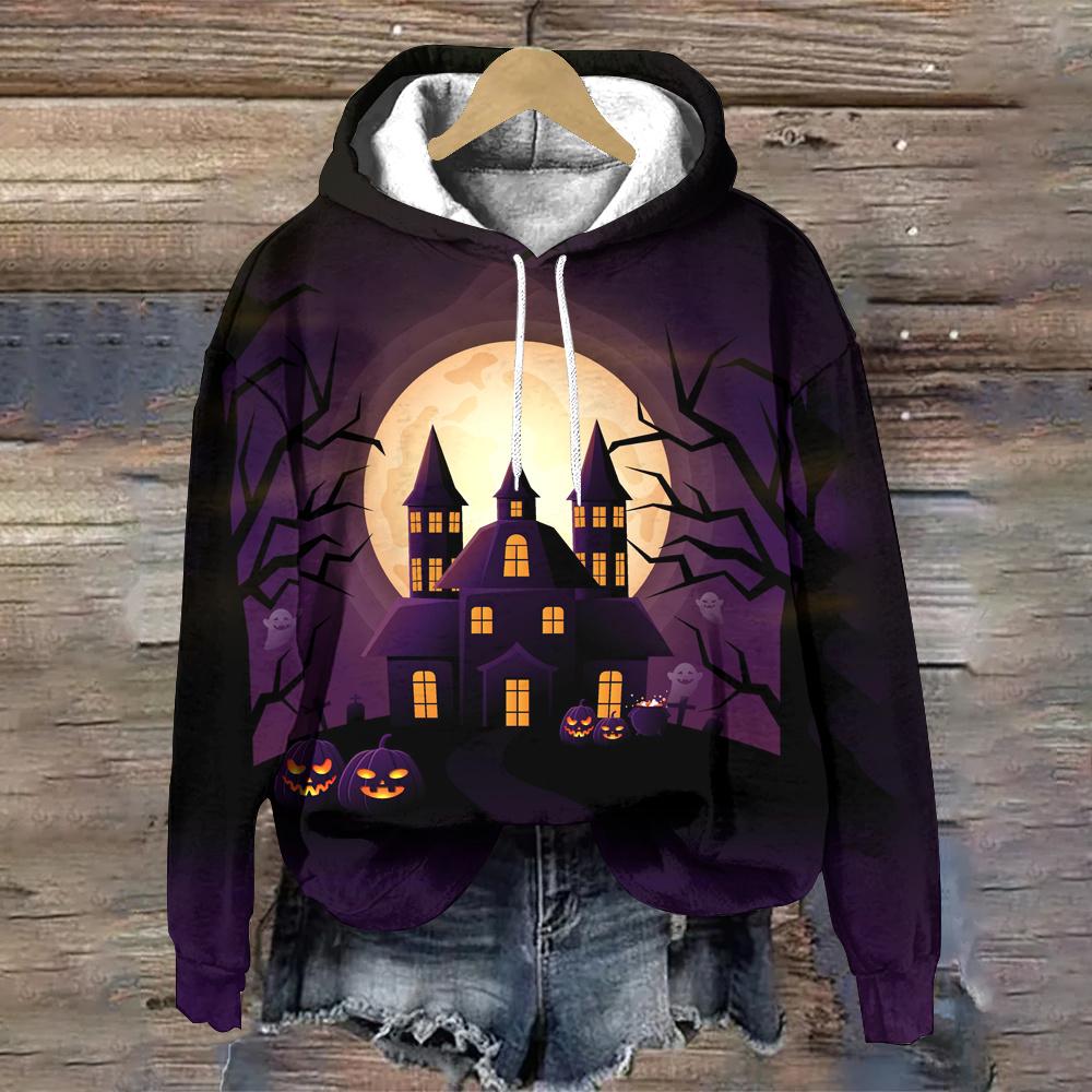 Fashion Loose Women's Sweatshirts Cartoon Pattern Halloween Women's Hoodie Autumn Women Clothing Tops Casual Pullover Hoodies