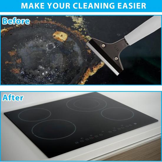 Floor Scraper, 31" to 61" Scraper Tool Long Handle with 4-inch Razor Blade Stainless Steel Material Adjustable Cleaning Glass Wall Gum Paint Tile