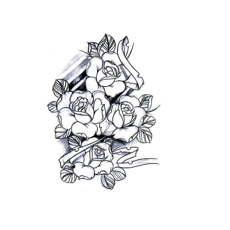 

Эмми водонепроницаемая татуировка наклейка черная расписанная вручную простая цветочная татуировка набор образец переводная татуировка наклейка 148*210MM