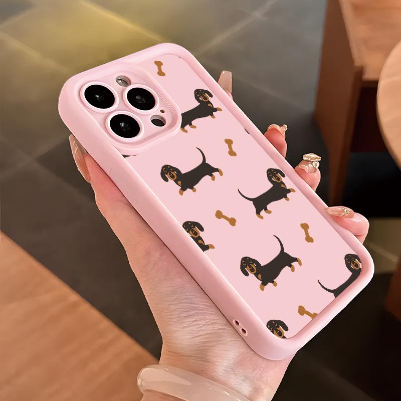 Sausage dog bone pattern phone case suitable for iPhone 17 16 15 14 13 12 11 Pro/Max/Plus anti drop and shockproof back cover