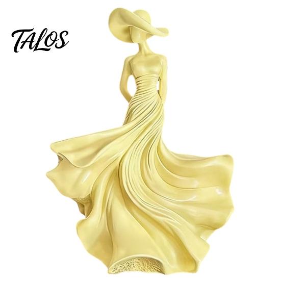 Decorative Statue for Living Room Woman Statue, Resin Art Sculpture Mantel Shelf Decor, Modern Female Stable Base Figurine Figurine, Wide Brim