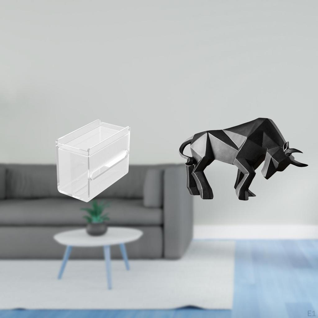 Modern Acrylic Resin Toilet Paper Dispenser with Bull Statue Ornament Abstract Figurine for Wall