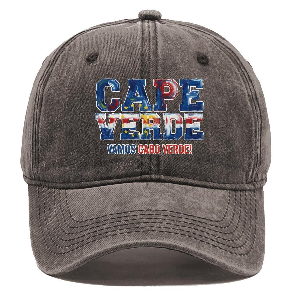 "CAPE VERDE" "VAMOS CABO VERDE" Flag Printed Snapback Baseball Cap , Adjustable Sun Hat Headwear Lightweight Stylish Vintage Man's Cap