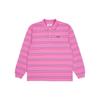 Striped Loose Long Sleeve Polo Shirt Unisex Tops Pink P20ES103