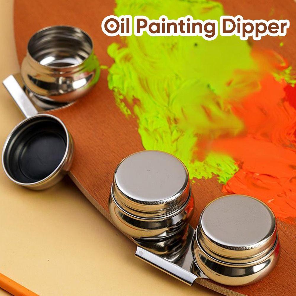 

Single/Double Hole Oil Painting Dipper Stainless Steel Art Painting Palette Dipper Painting Studio 04