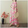 Women's Vintage Long Dress with Cotton and Linen Patterns