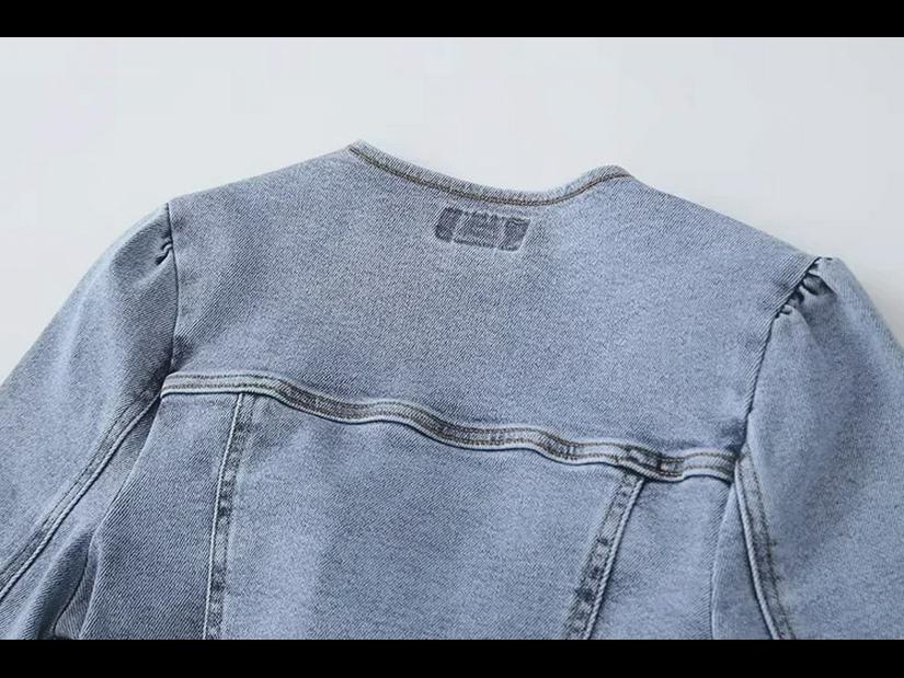 Early Autumn Slim Fit Square Neck Denim Jacket for Women