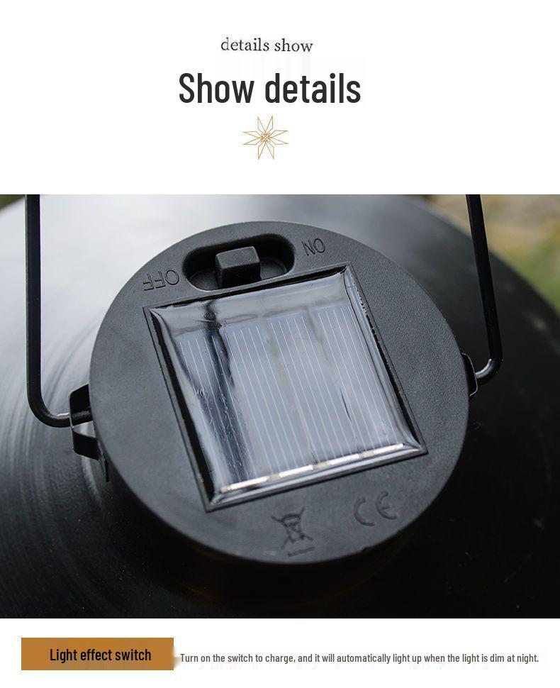 Retro Solar Hanging Lantern: Outdoor Garden, Balcony, & Courtyard Decor - Wrought Iron Atmosphere Night Light